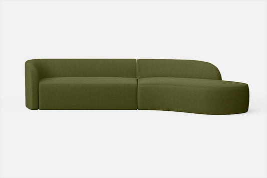 Caserta 4 Seater Right Hand Facing Chaise Lounge Corner Sofa Olive Linen Fabric