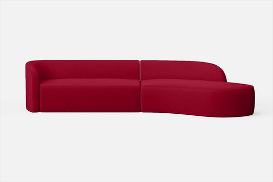 Caserta 4 Seater Right Hand Facing Chaise Lounge Corner Sofa Red Linen Fabric