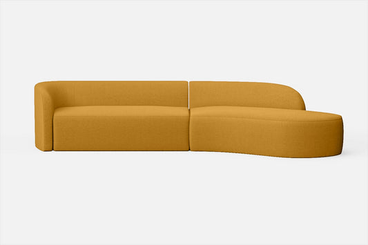 Caserta 4 Seater Right Hand Facing Chaise Lounge Corner Sofa Yellow Linen Fabric