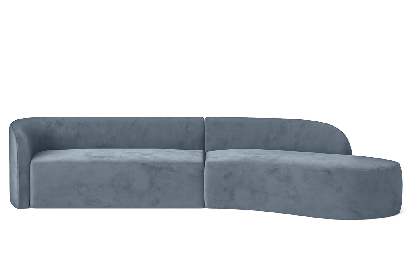 Caserta 4 Seater Right Hand Facing Chaise Lounge Corner Sofa Baby Blue Velvet