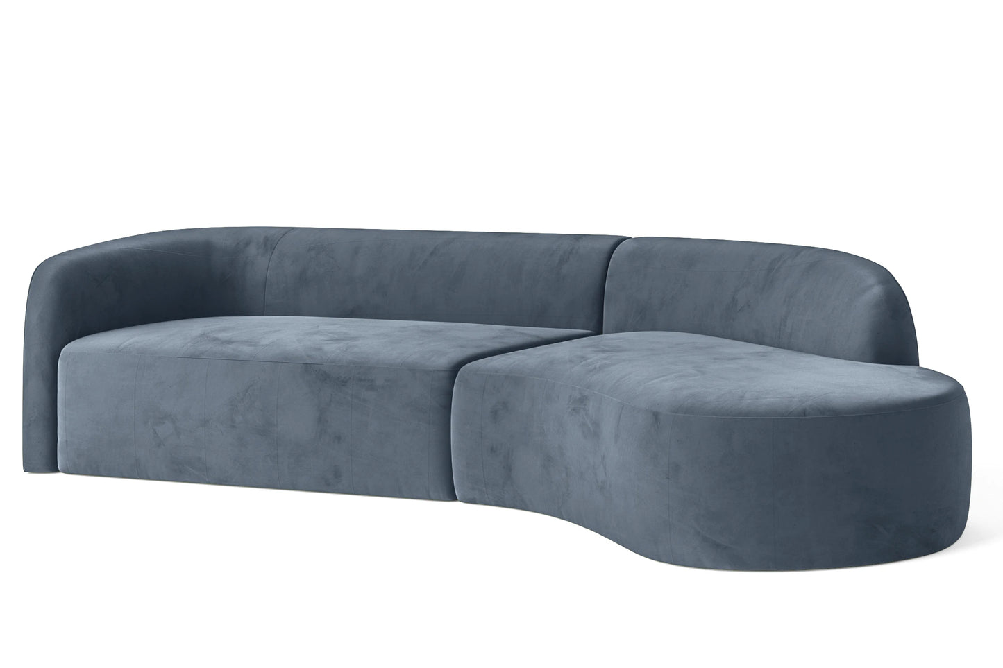 Caserta 4 Seater Right Hand Facing Chaise Lounge Corner Sofa Baby Blue Velvet