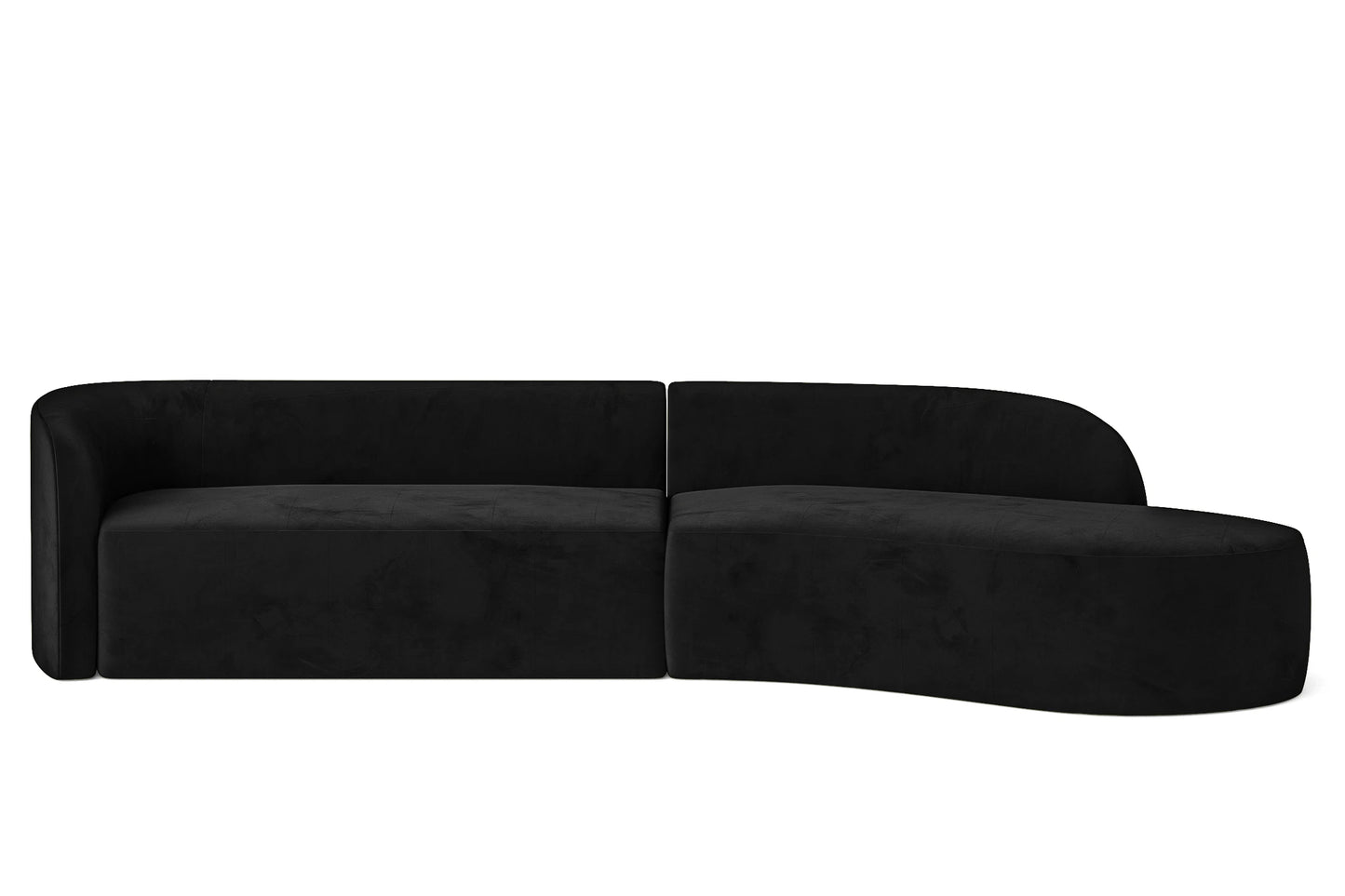 Caserta 4 Seater Right Hand Facing Chaise Lounge Corner Sofa Black Velvet