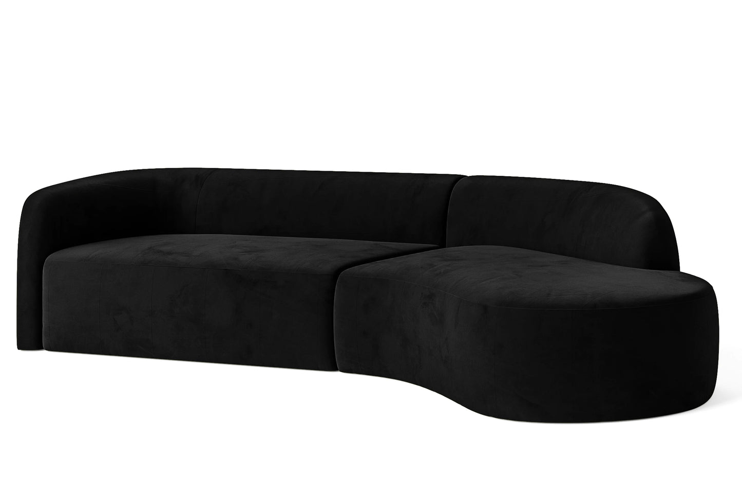 Caserta 4 Seater Right Hand Facing Chaise Lounge Corner Sofa Black Velvet