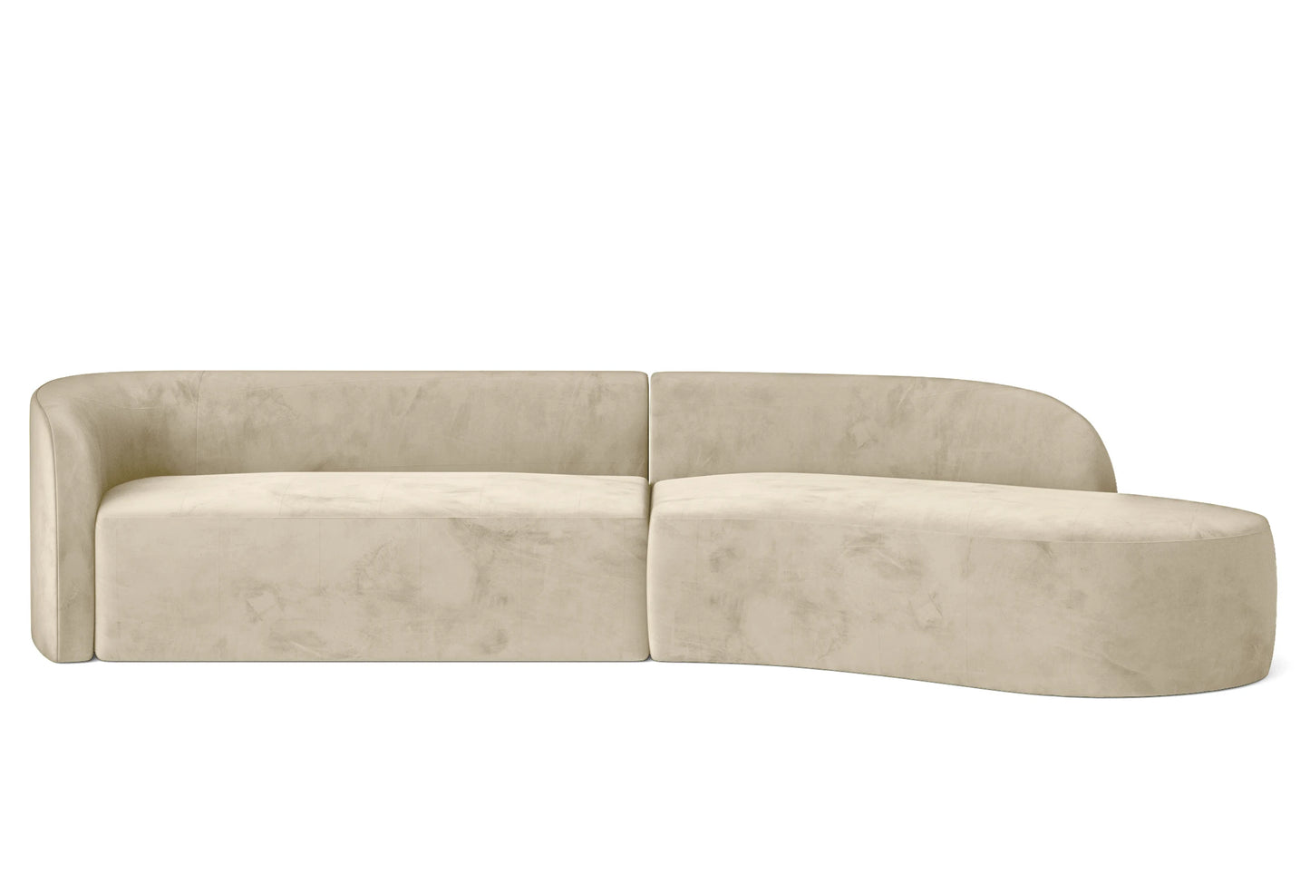 Caserta 4 Seater Right Hand Facing Chaise Lounge Corner Sofa Cream Velvet