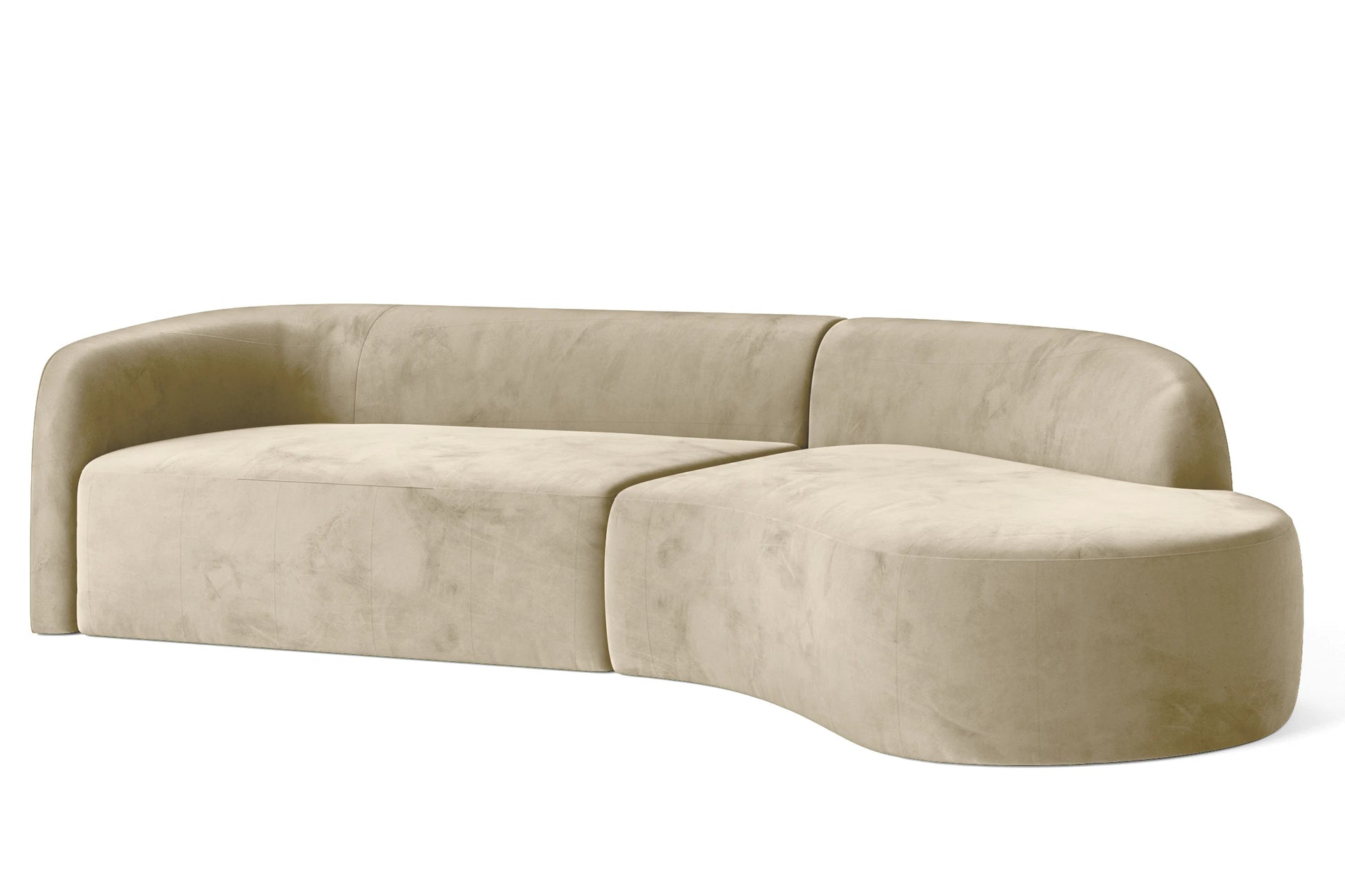 Caserta 4 Seater Right Hand Facing Chaise Lounge Corner Sofa Cream Velvet