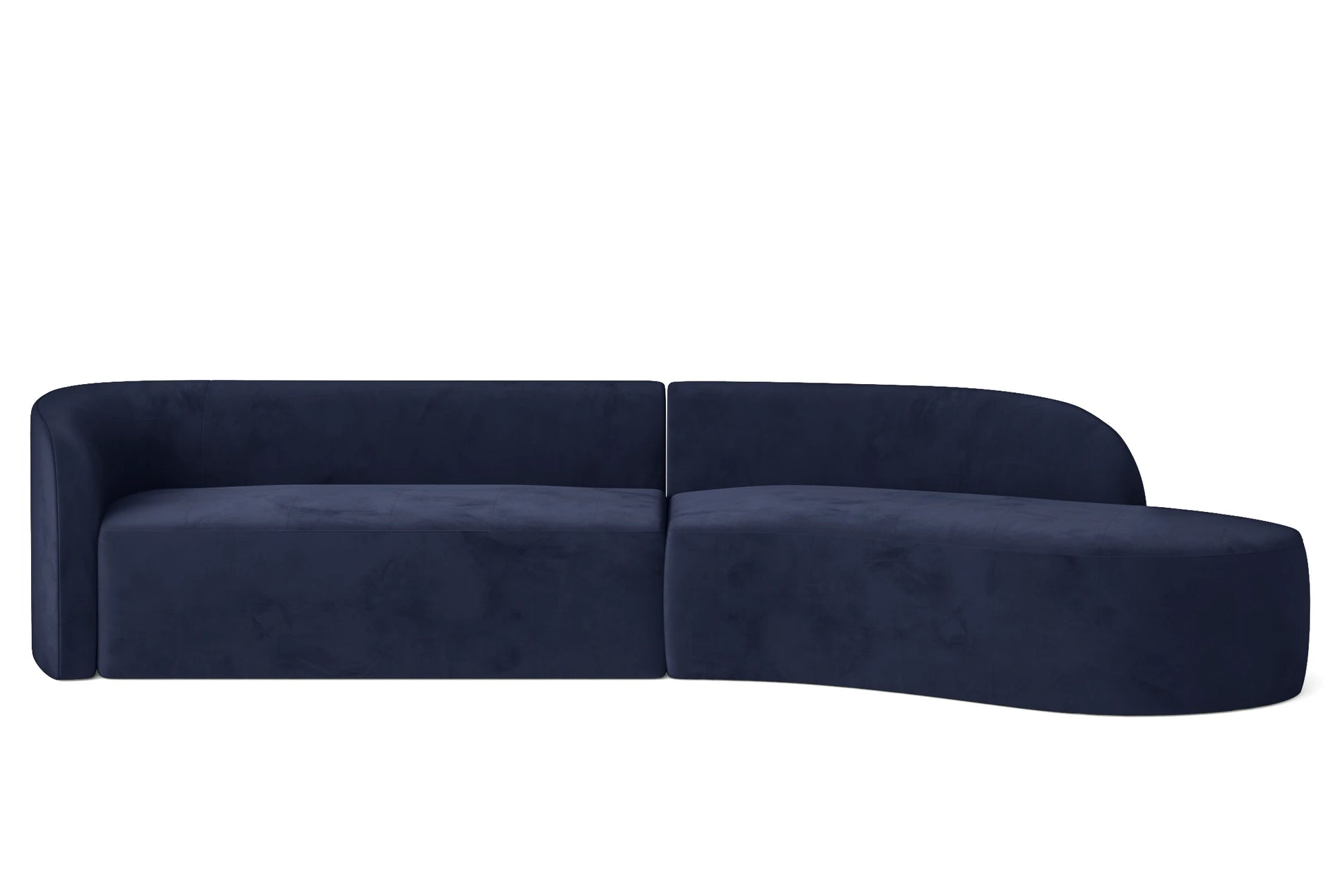 Caserta 4 Seater Right Hand Facing Chaise Lounge Corner Sofa Dark Blue Velvet