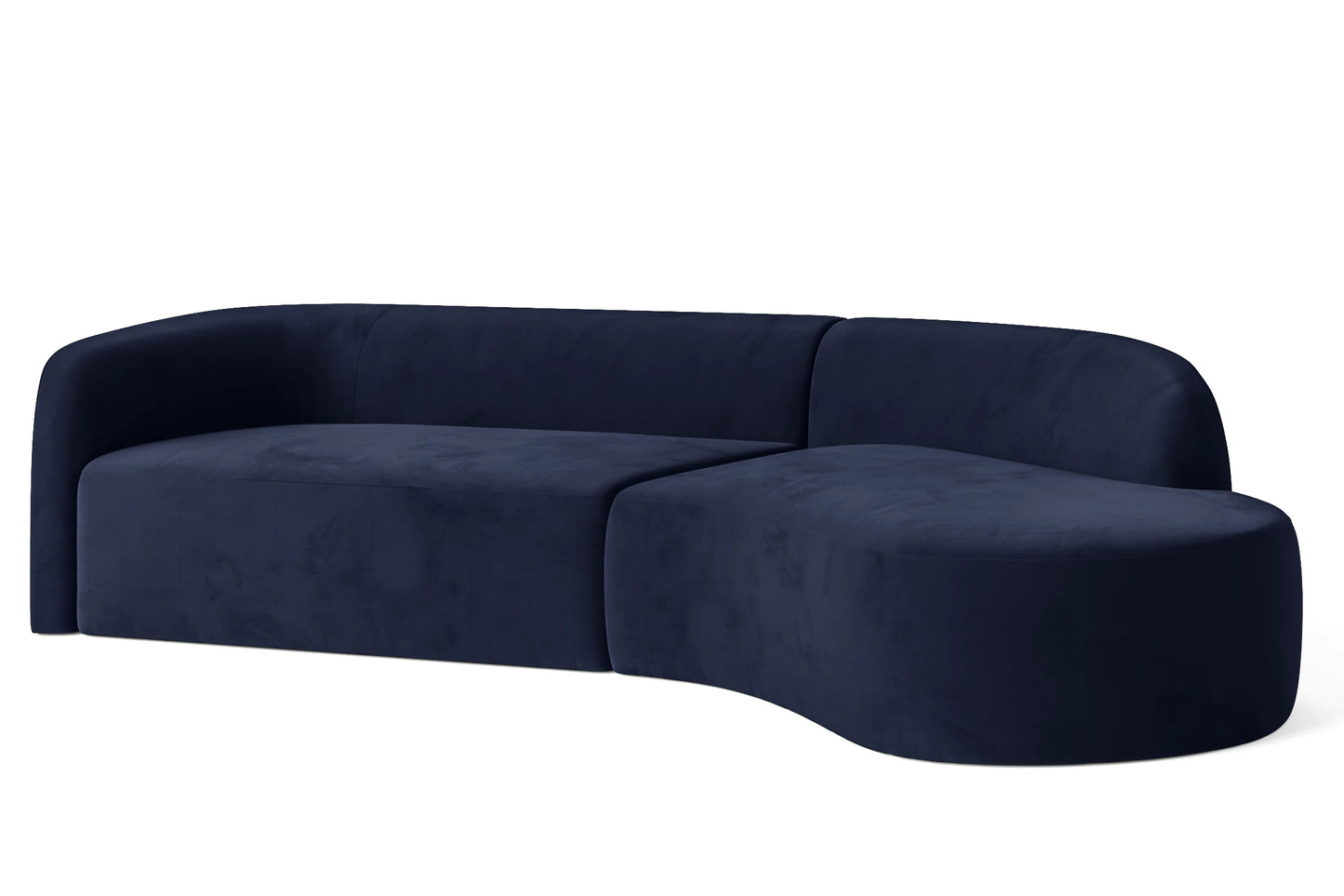 Caserta 4 Seater Right Hand Facing Chaise Lounge Corner Sofa Dark Blue Velvet