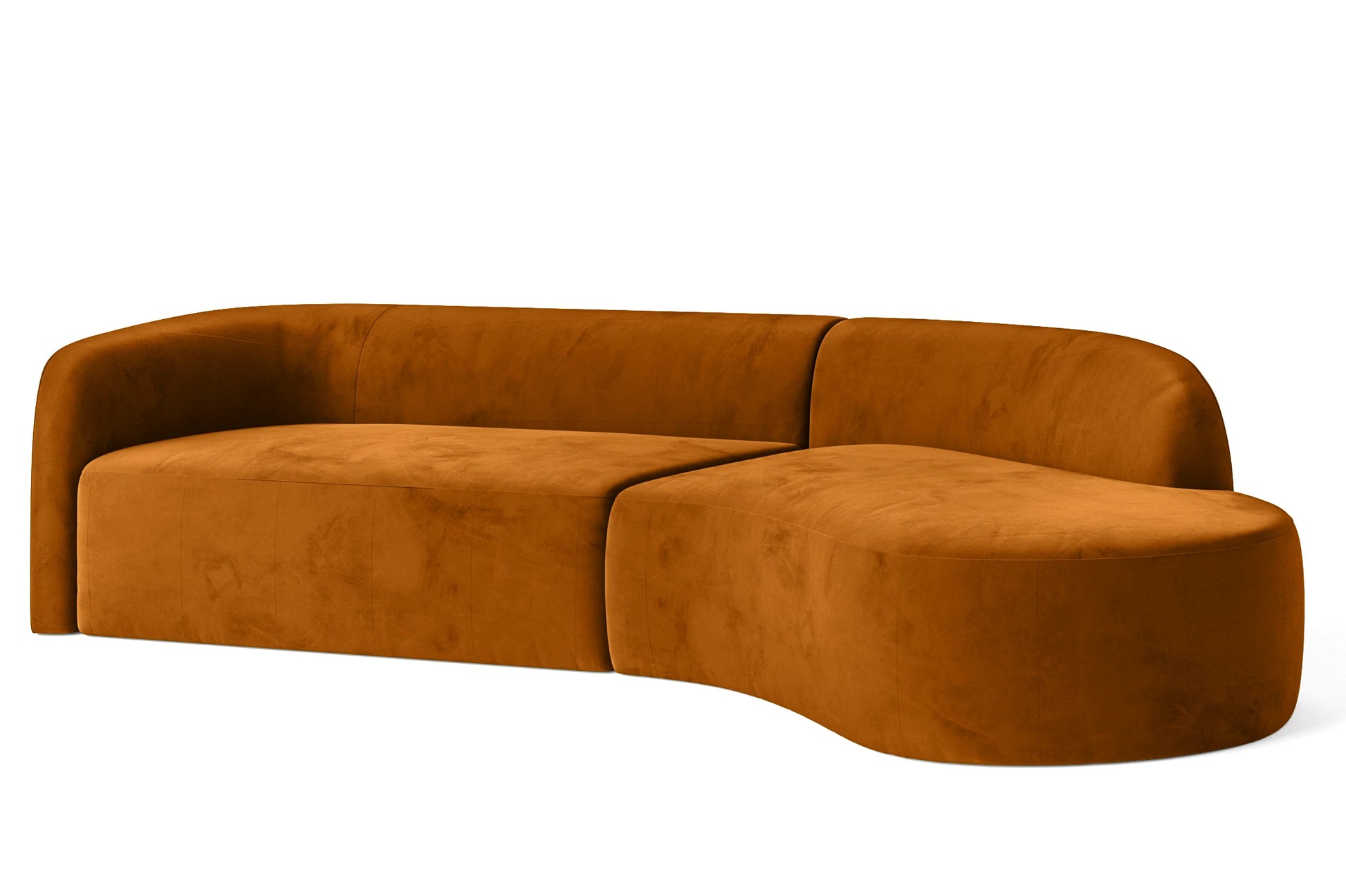 Caserta 4 Seater Right Hand Facing Chaise Lounge Corner Sofa Gold Velvet