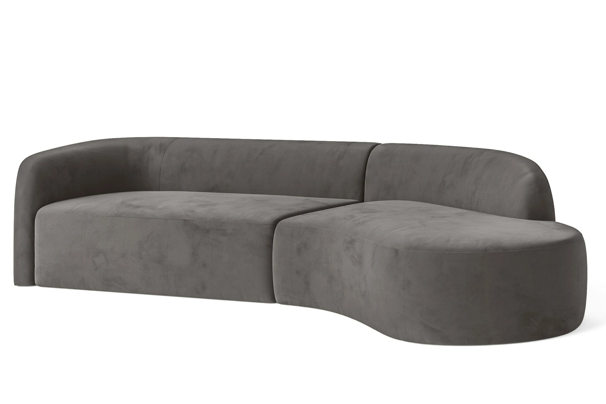 Caserta 4 Seater Right Hand Facing Chaise Lounge Corner Sofa Grey Velvet