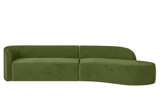 Caserta 4 Seater Right Hand Facing Chaise Lounge Corner Sofa Lime Velvet