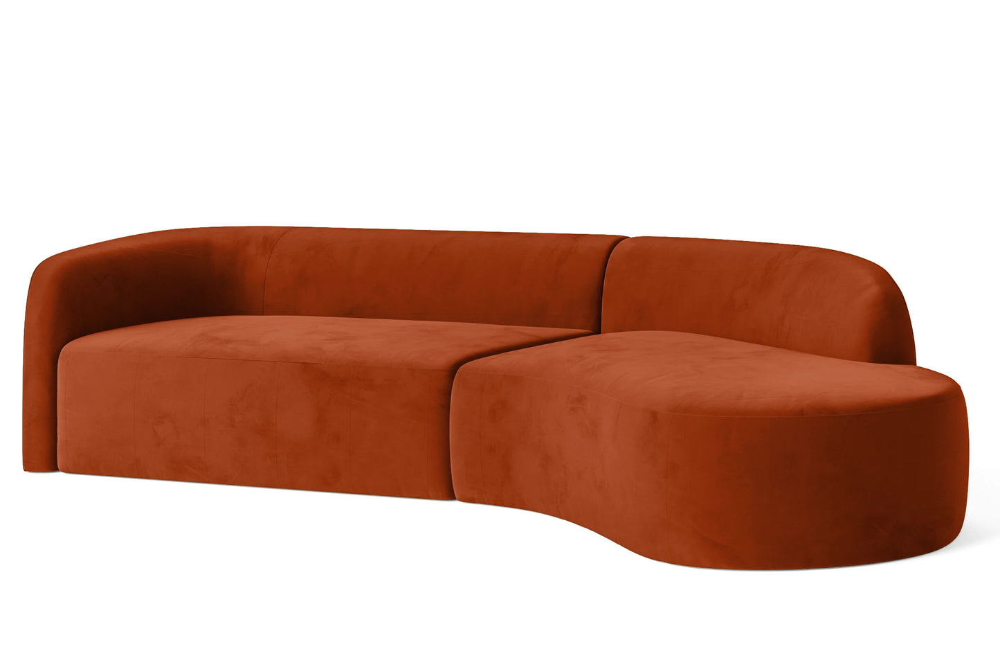 Caserta 4 Seater Right Hand Facing Chaise Lounge Corner Sofa Orange Velvet