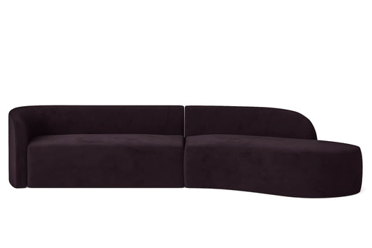 Caserta 4 Seater Right Hand Facing Chaise Lounge Corner Sofa Purple Velvet