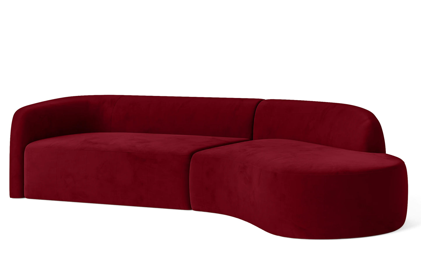 Caserta 4 Seater Right Hand Facing Chaise Lounge Corner Sofa Red Velvet