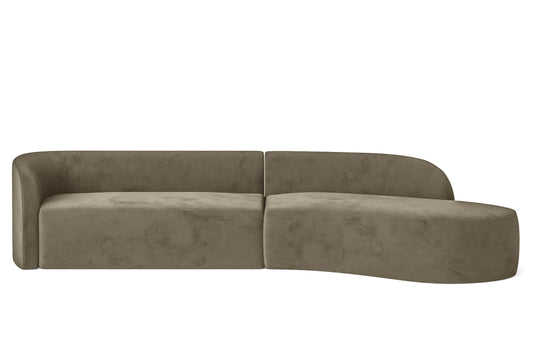 Caserta 4 Seater Right Hand Facing Chaise Lounge Corner Sofa Sand Velvet