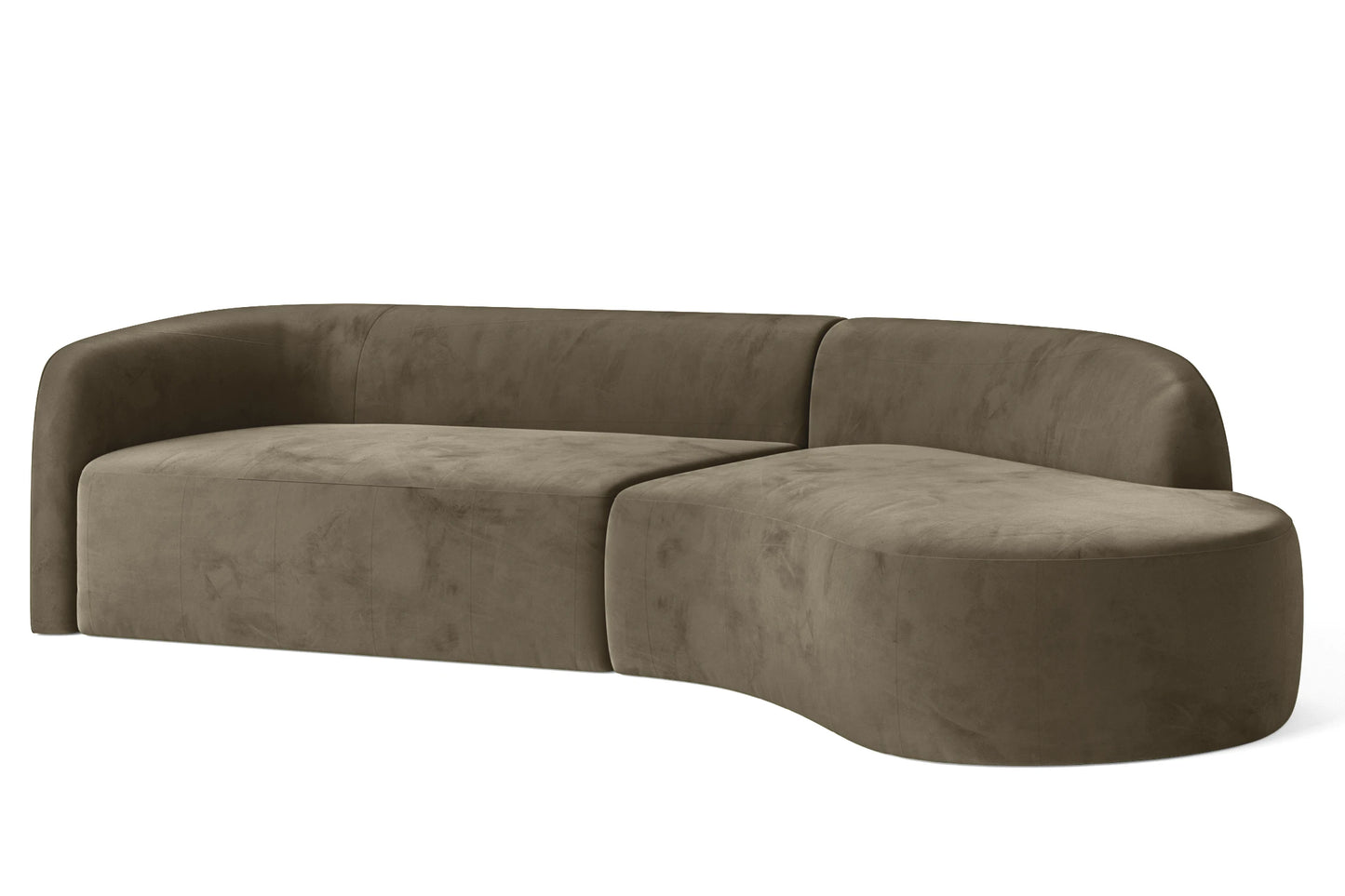 Caserta 4 Seater Right Hand Facing Chaise Lounge Corner Sofa Sand Velvet