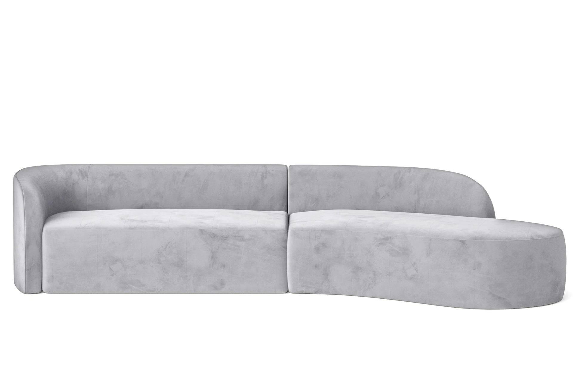 Caserta 4 Seater Right Hand Facing Chaise Lounge Corner Sofa Silver Velvet