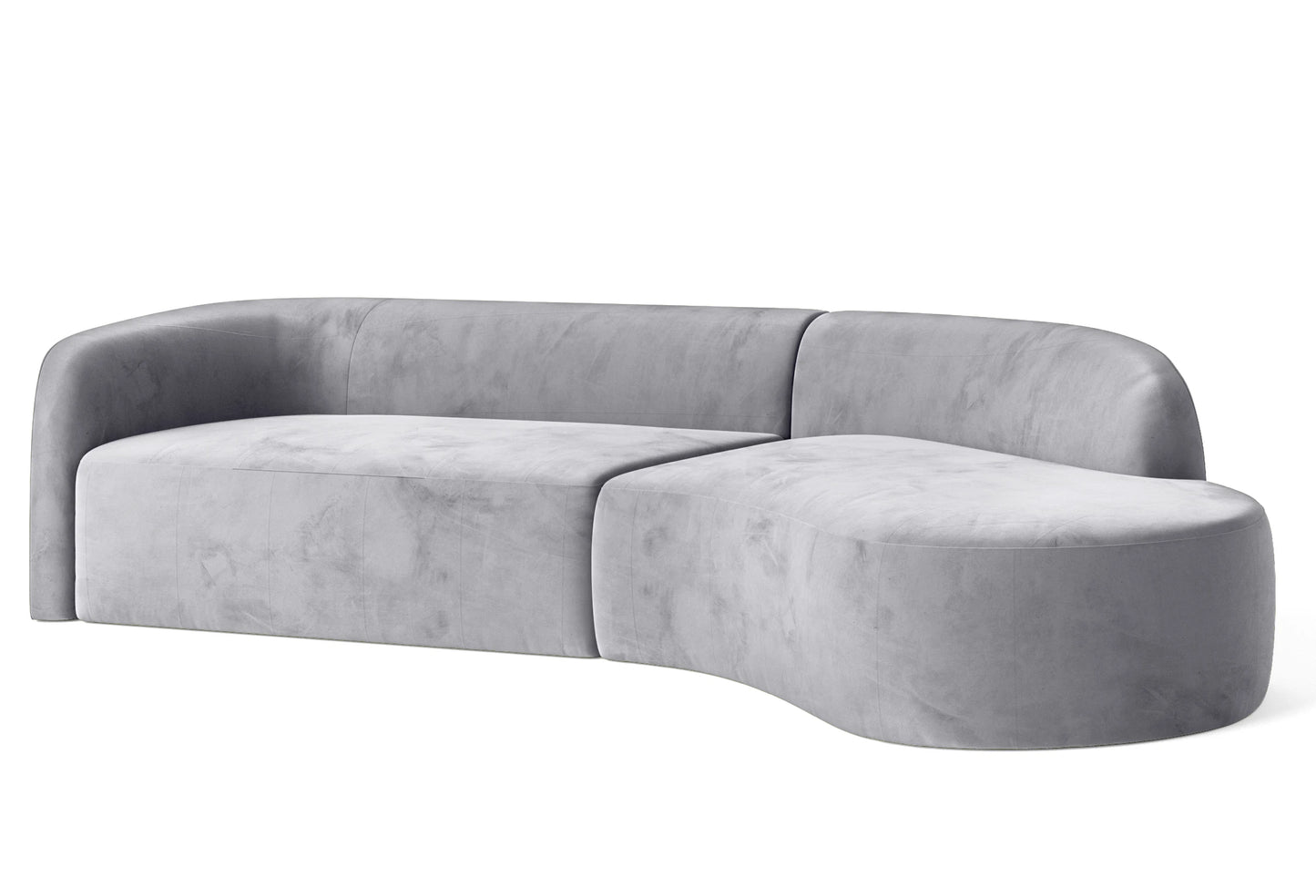 Caserta 4 Seater Right Hand Facing Chaise Lounge Corner Sofa Silver Velvet