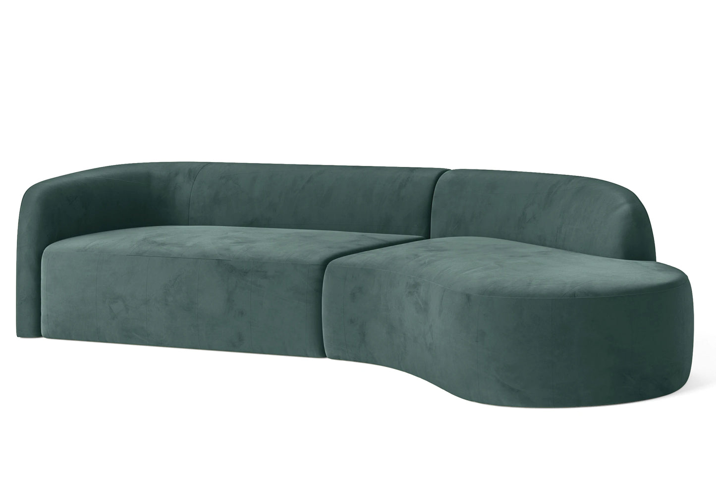 Caserta 4 Seater Right Hand Facing Chaise Lounge Corner Sofa Teal Velvet