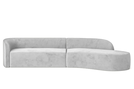 Caserta 4 Seater Right Hand Facing Chaise Lounge Corner Sofa White Velvet