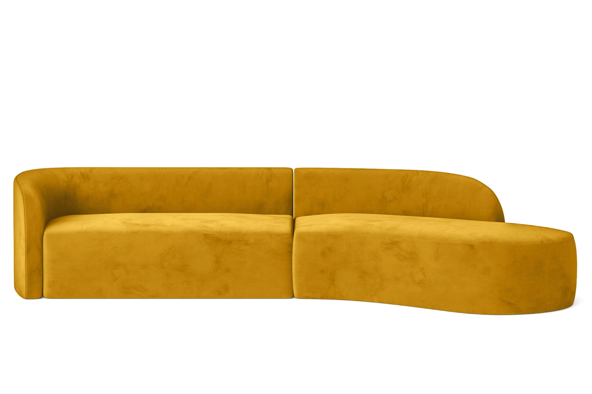 Caserta 4 Seater Right Hand Facing Chaise Lounge Corner Sofa Yellow Velvet