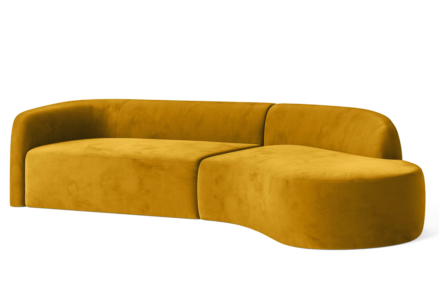 Caserta 4 Seater Right Hand Facing Chaise Lounge Corner Sofa Yellow Velvet