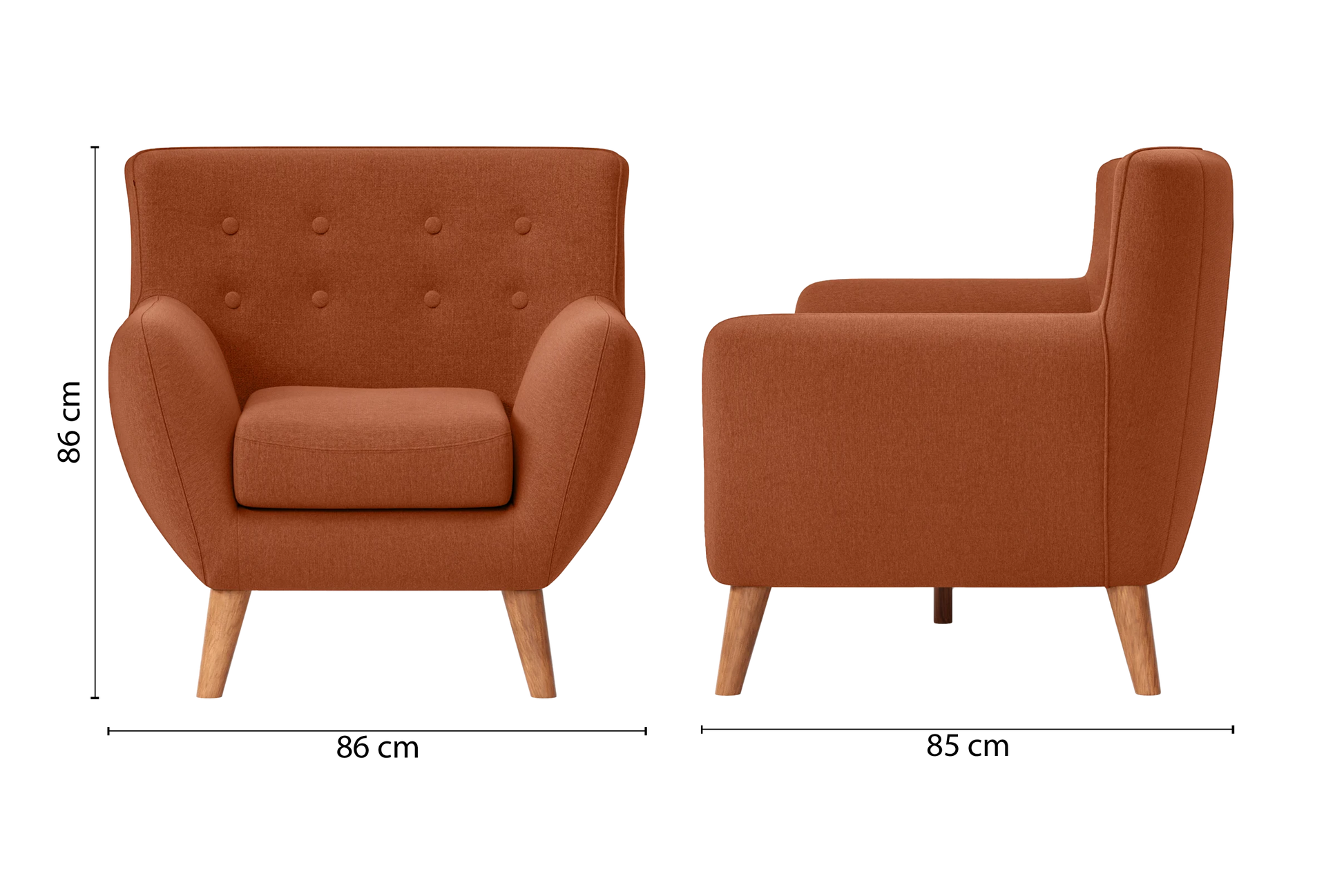 Casoria Armchair Orange Linen Fabric