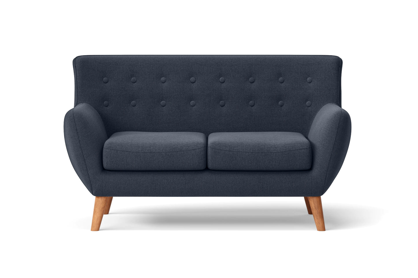 Casoria 2 Seater Sofa Dark Blue Linen Fabric