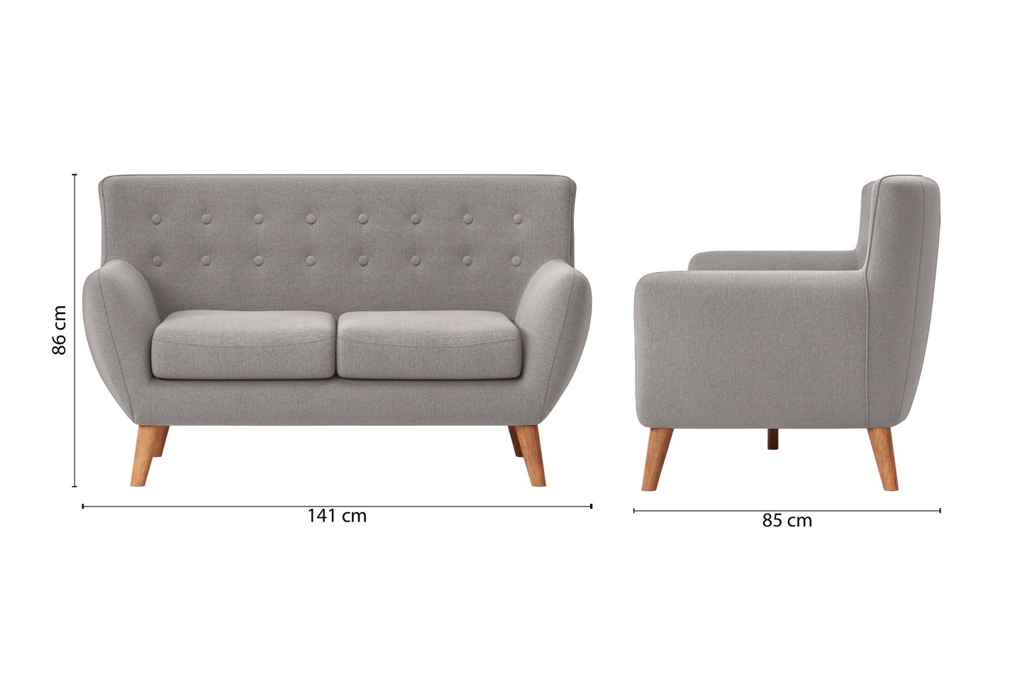 Casoria 2 Seater Sofa Grey Linen Fabric