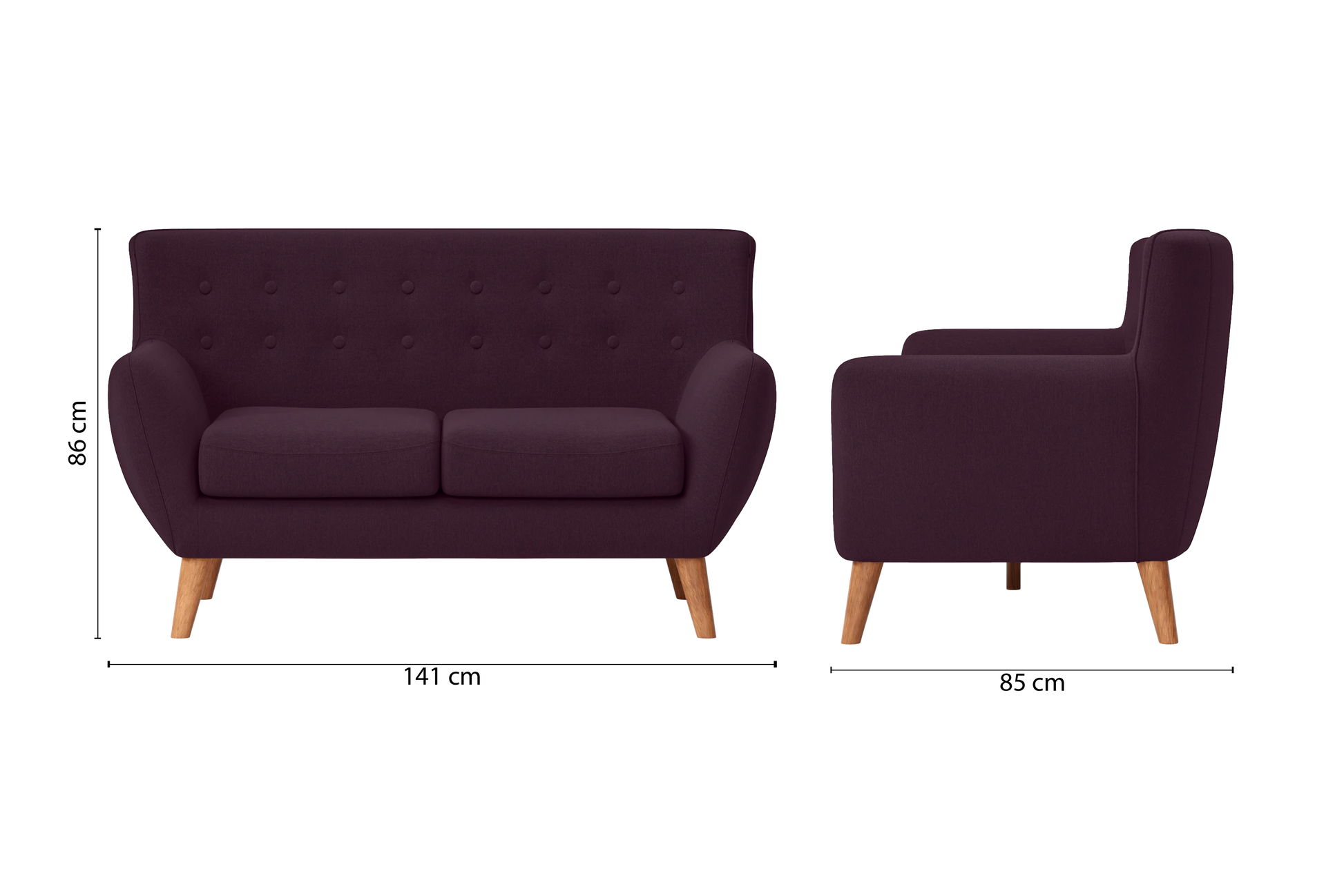 Casoria 2 Seater Sofa Purple Linen Fabric