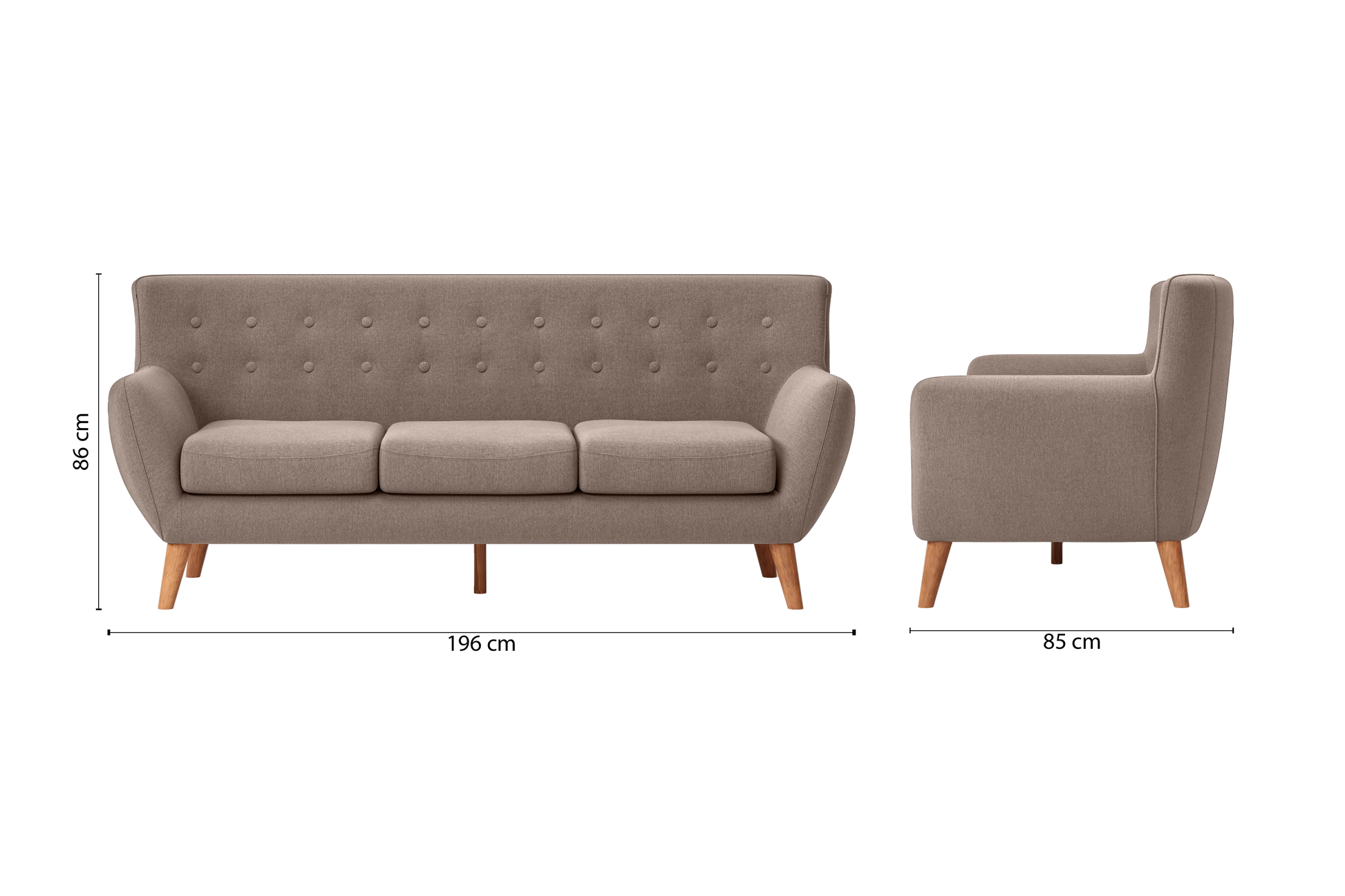 Casoria 3 Seater Sofa Caramel Linen Fabric