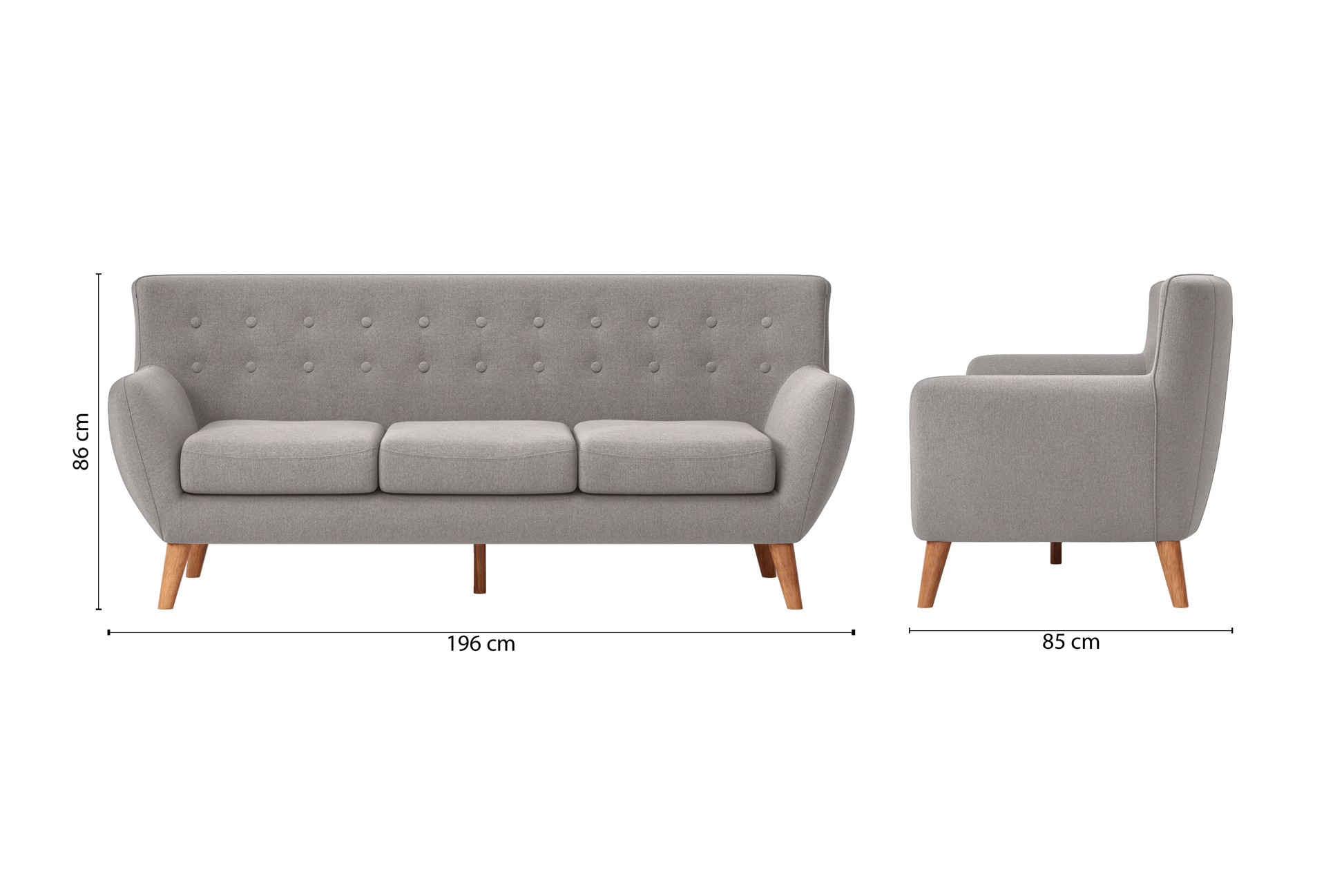 Casoria 3 Seater Sofa Grey Linen Fabric