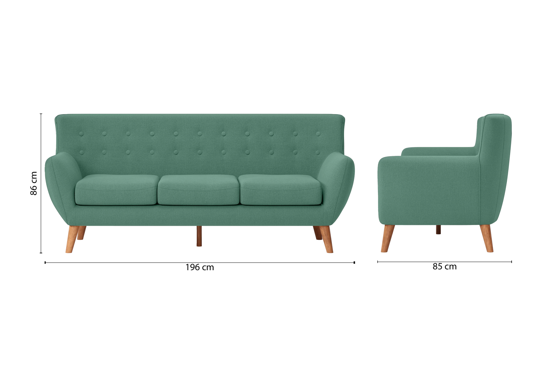 Casoria 3 Seater Sofa Mint Green Linen Fabric