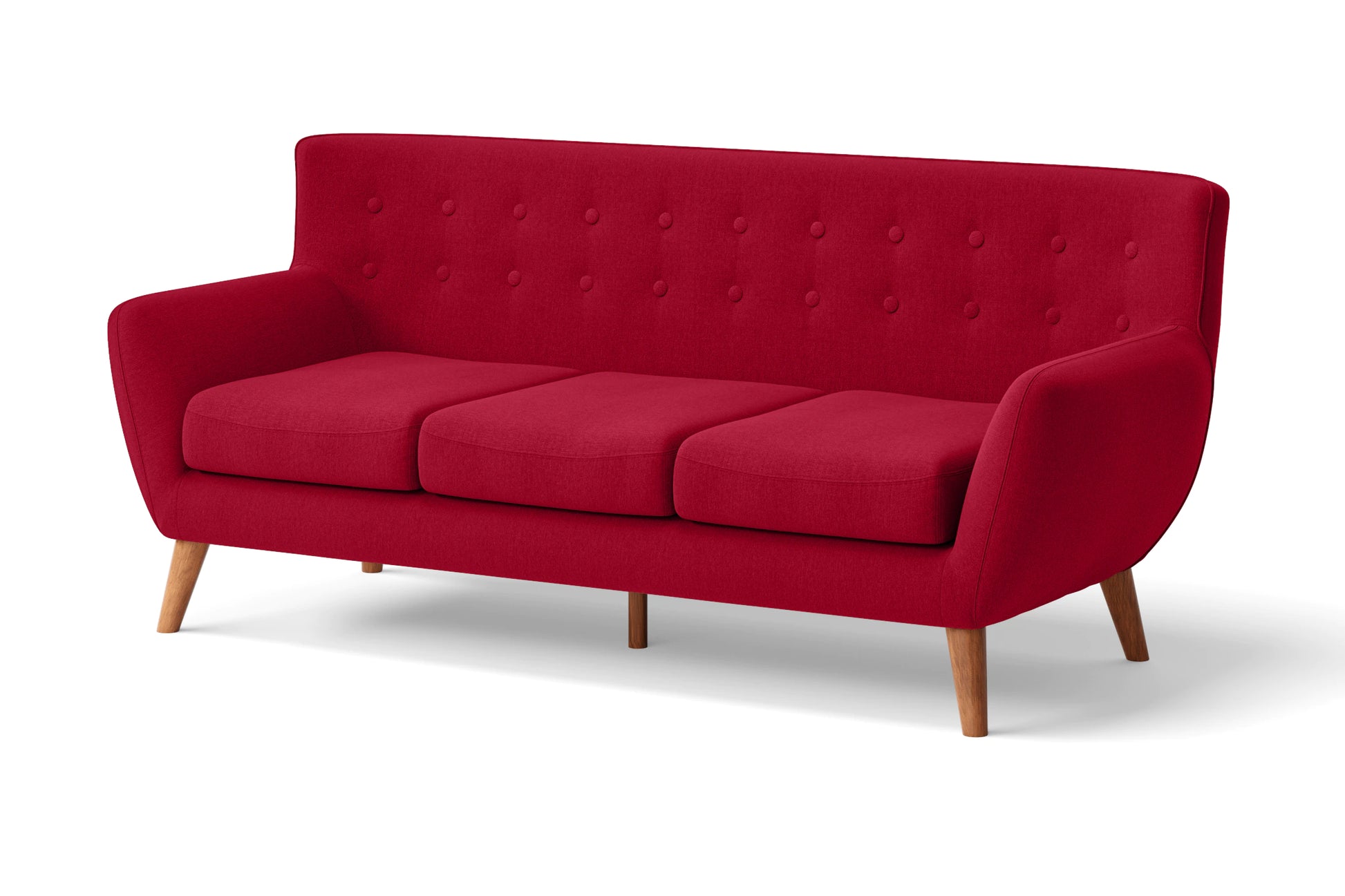 Casoria 3 Seater Sofa Red Linen Fabric