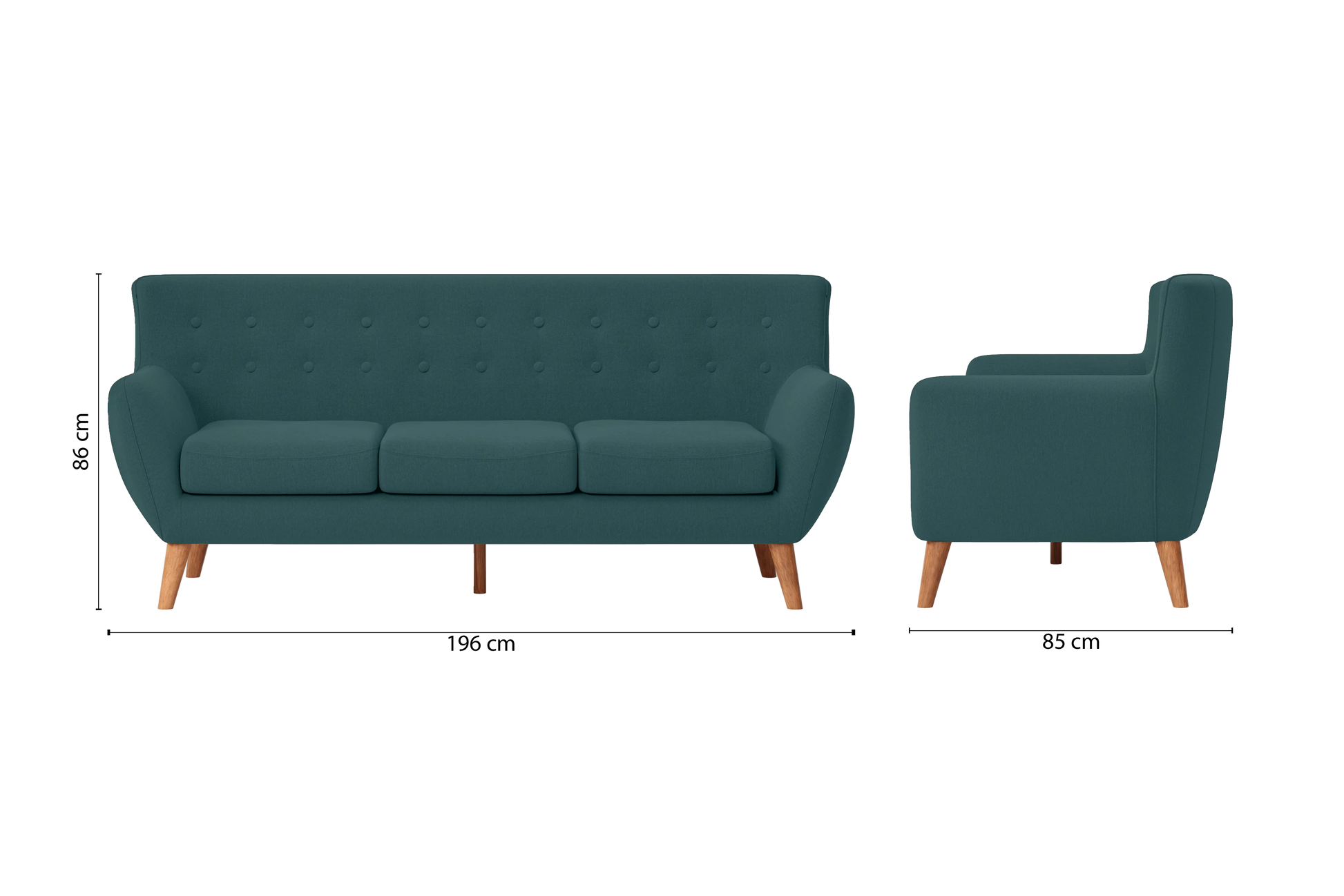 Casoria 3 Seater Sofa Teal Linen Fabric