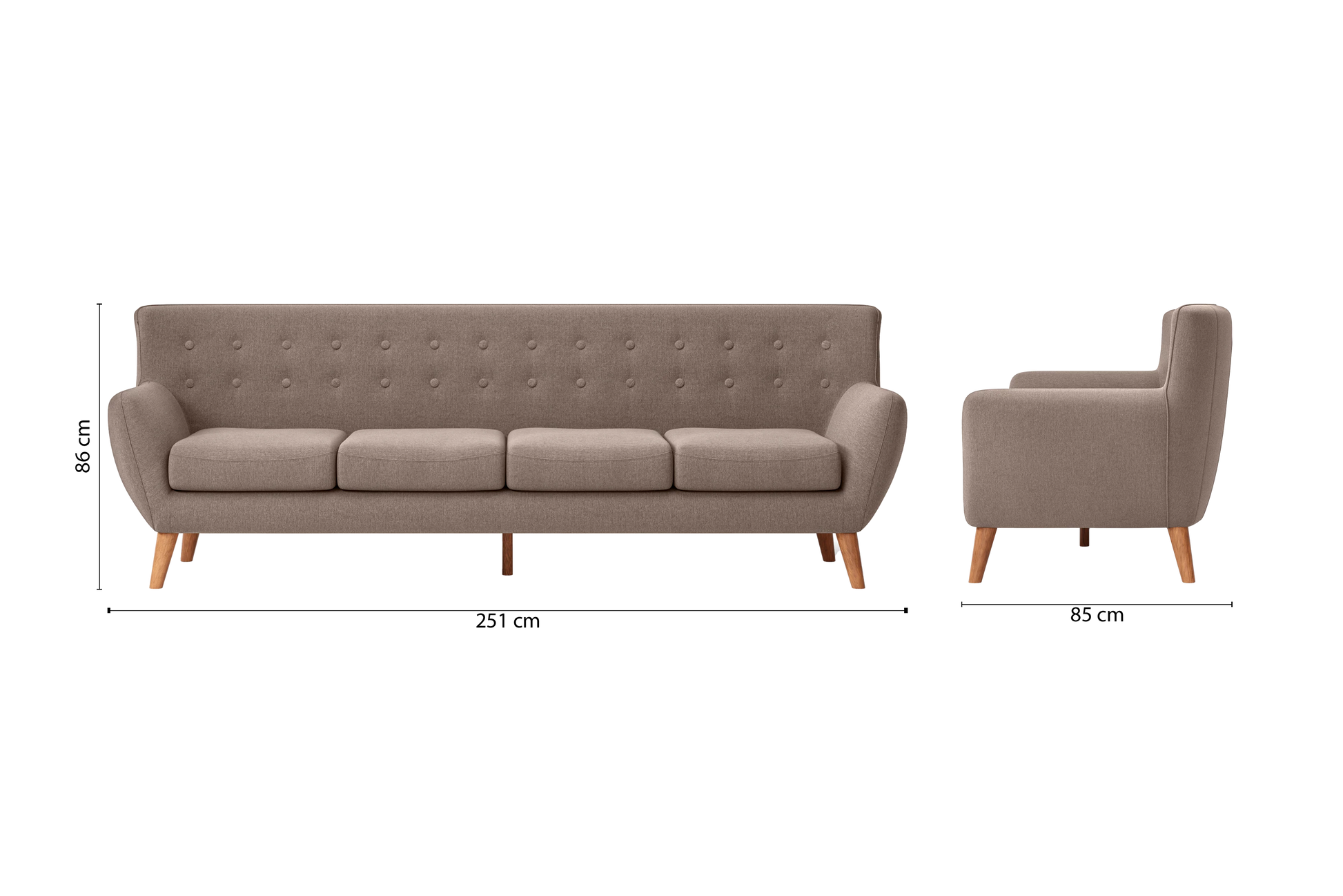 Casoria 4 Seater Sofa Caramel Linen Fabric