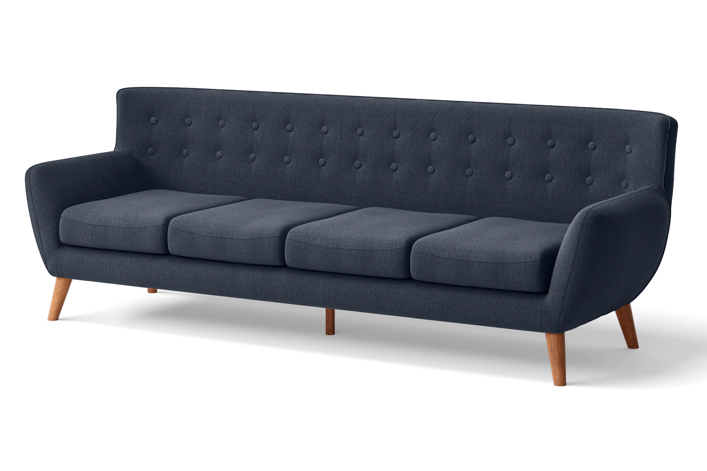 Casoria 4 Seater Sofa Dark Blue Linen Fabric