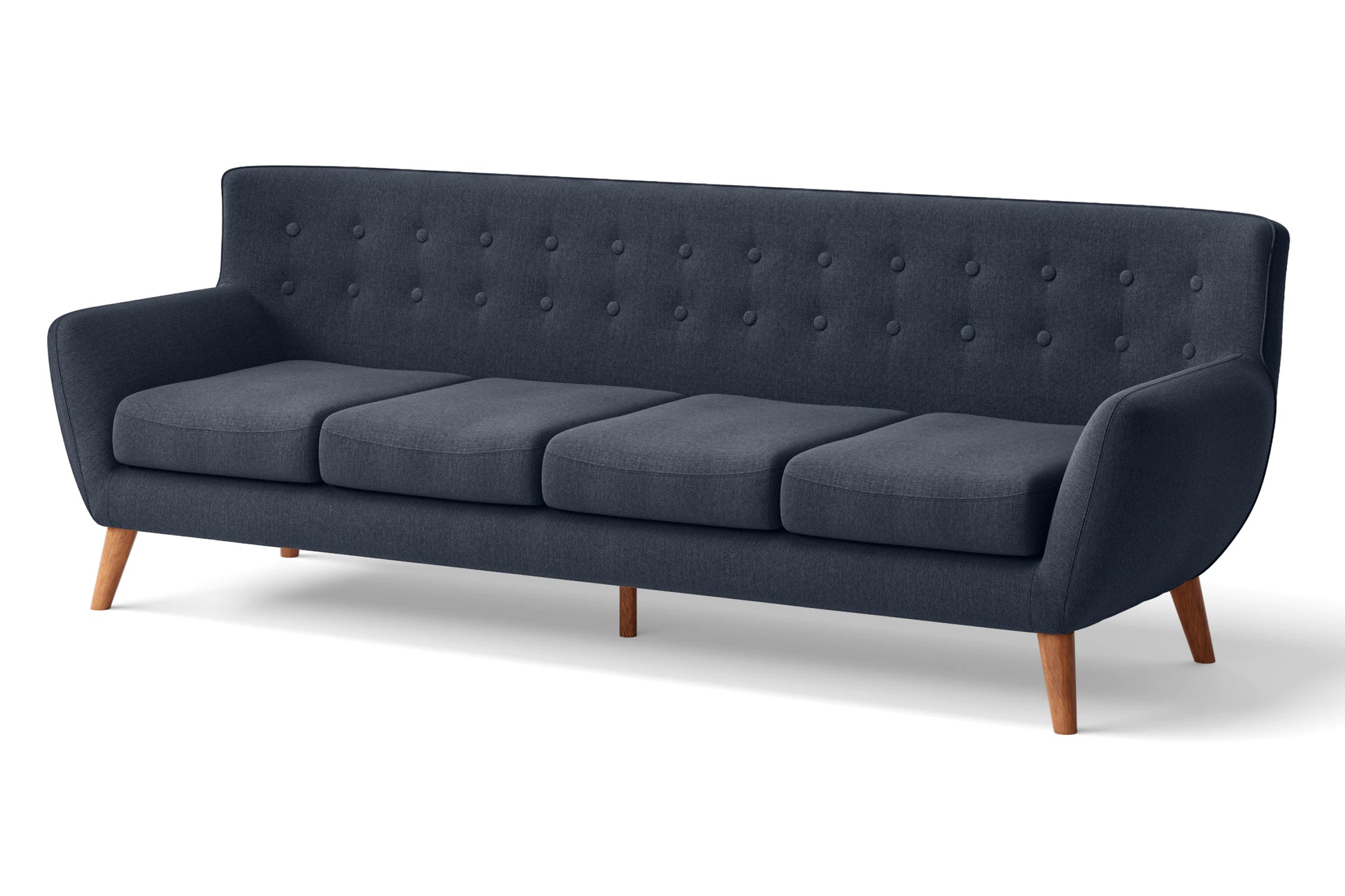 Casoria 4 Seater Sofa Dark Blue Linen Fabric