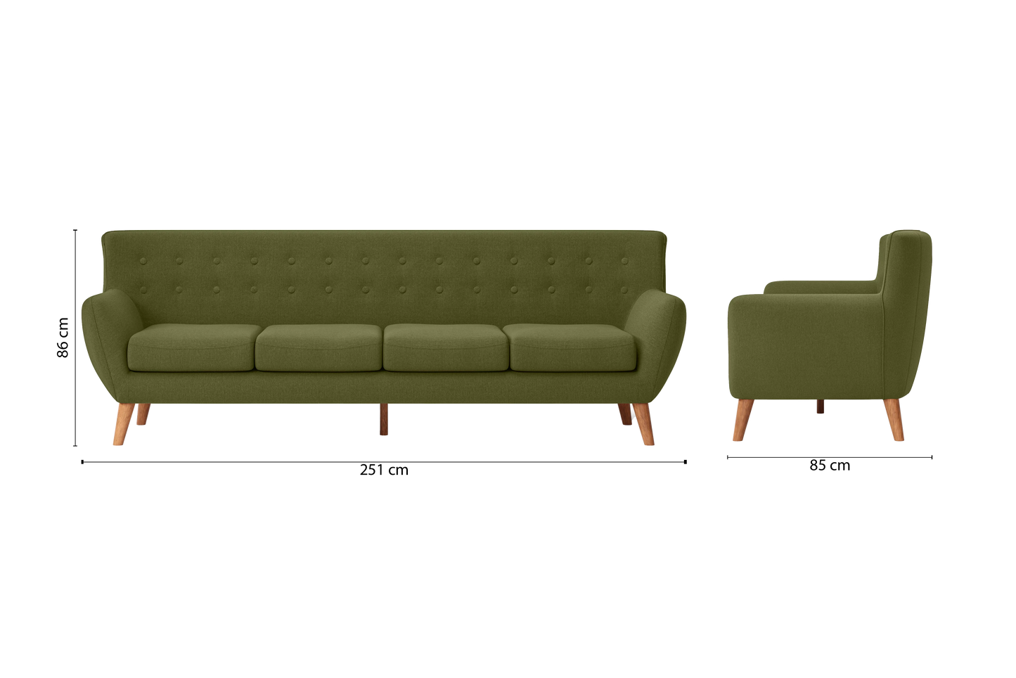 Casoria 4 Seater Sofa Olive Linen Fabric