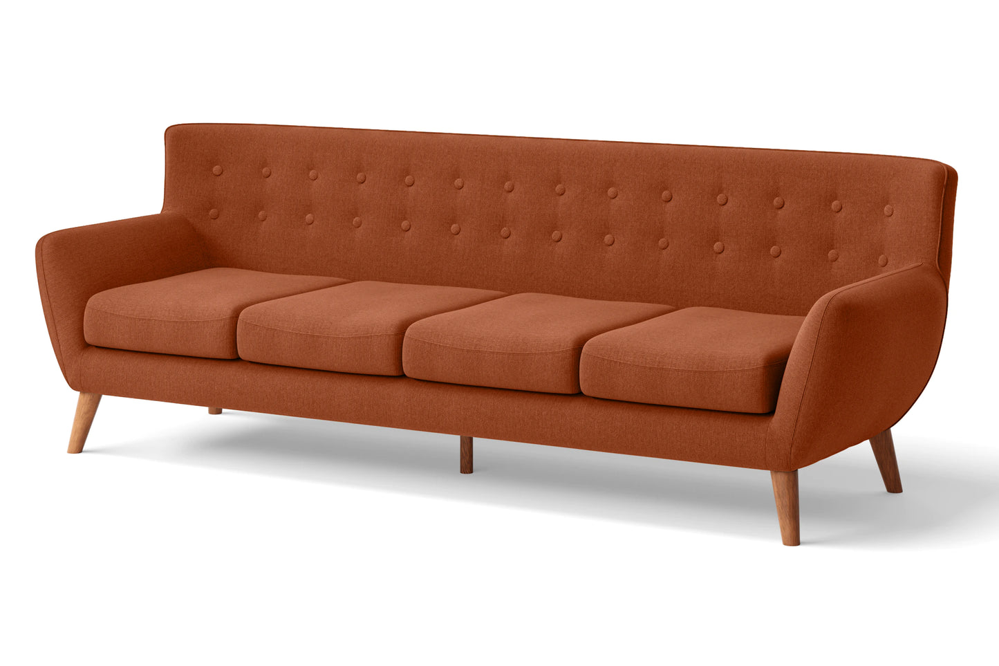 Casoria 4 Seater Sofa Orange Linen Fabric