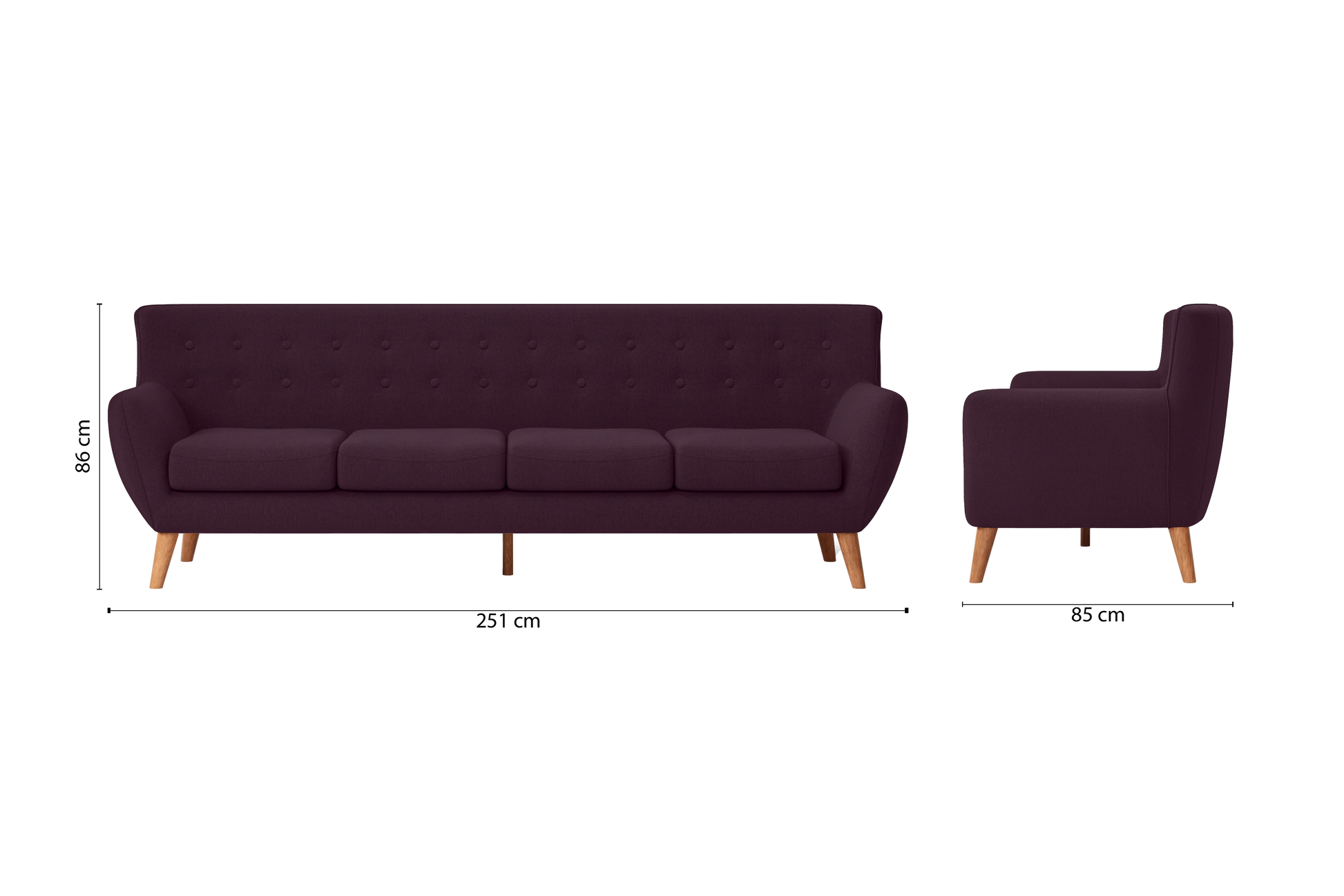 Casoria 4 Seater Sofa Purple Linen Fabric