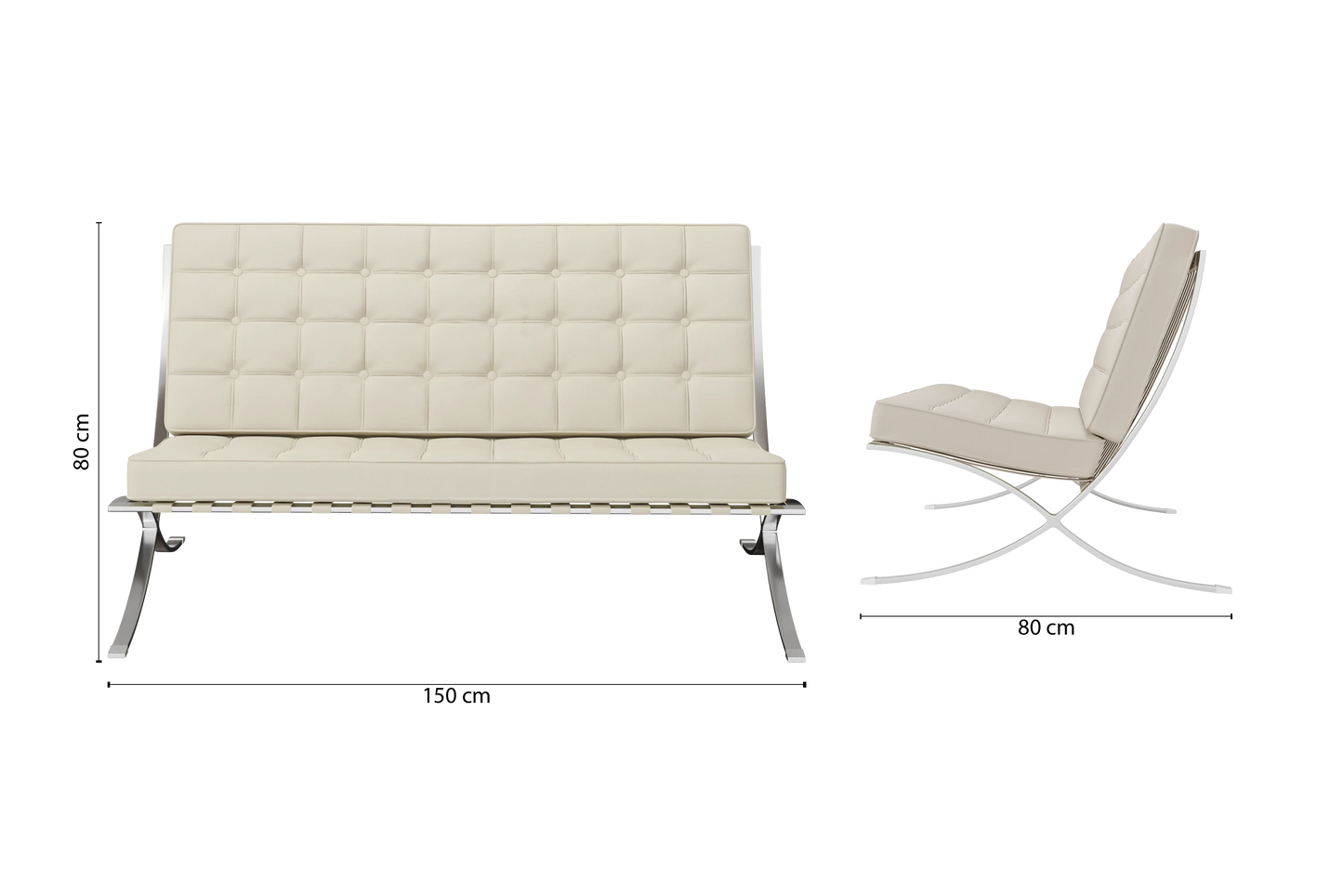 Catania 2 Seater Sofa Cream Leather