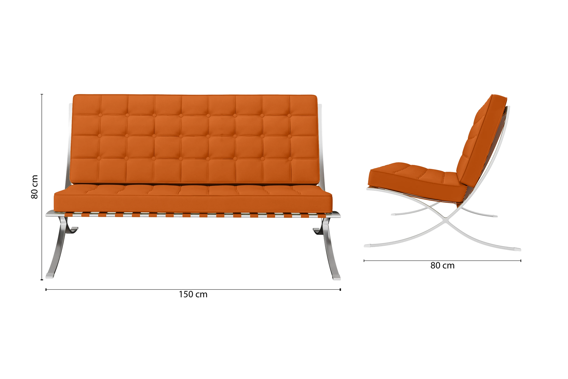 Catania 2 Seater Sofa Orange Leather