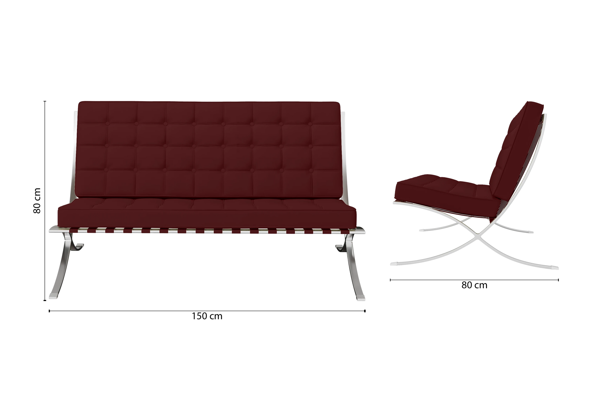 Catania 2 Seater Sofa Red Leather