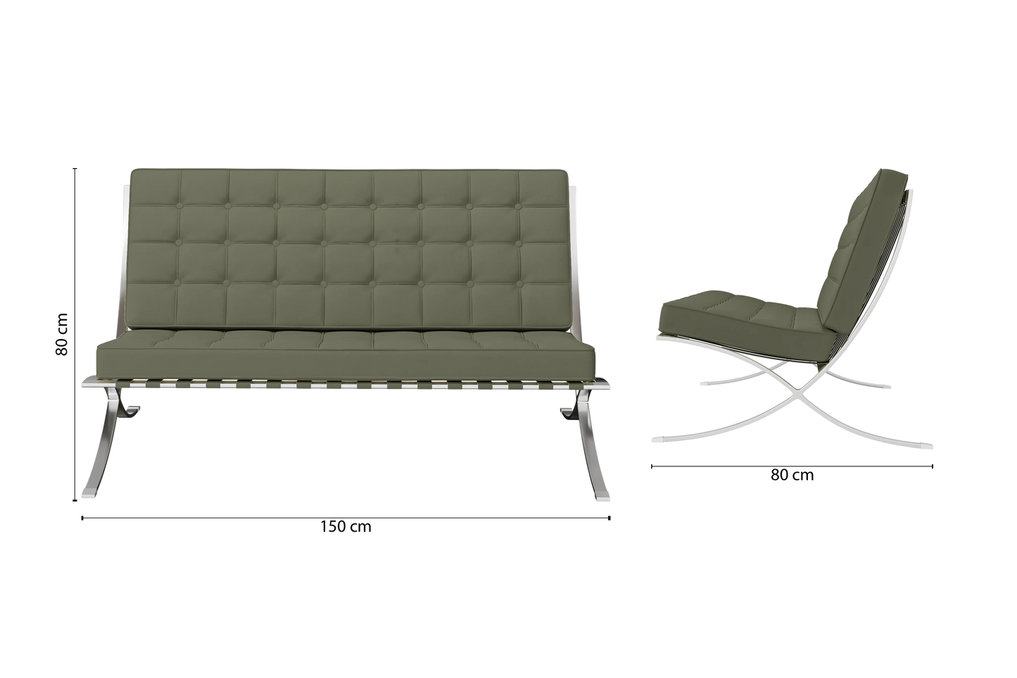 Catania 2 Seater Sofa Sage Leather