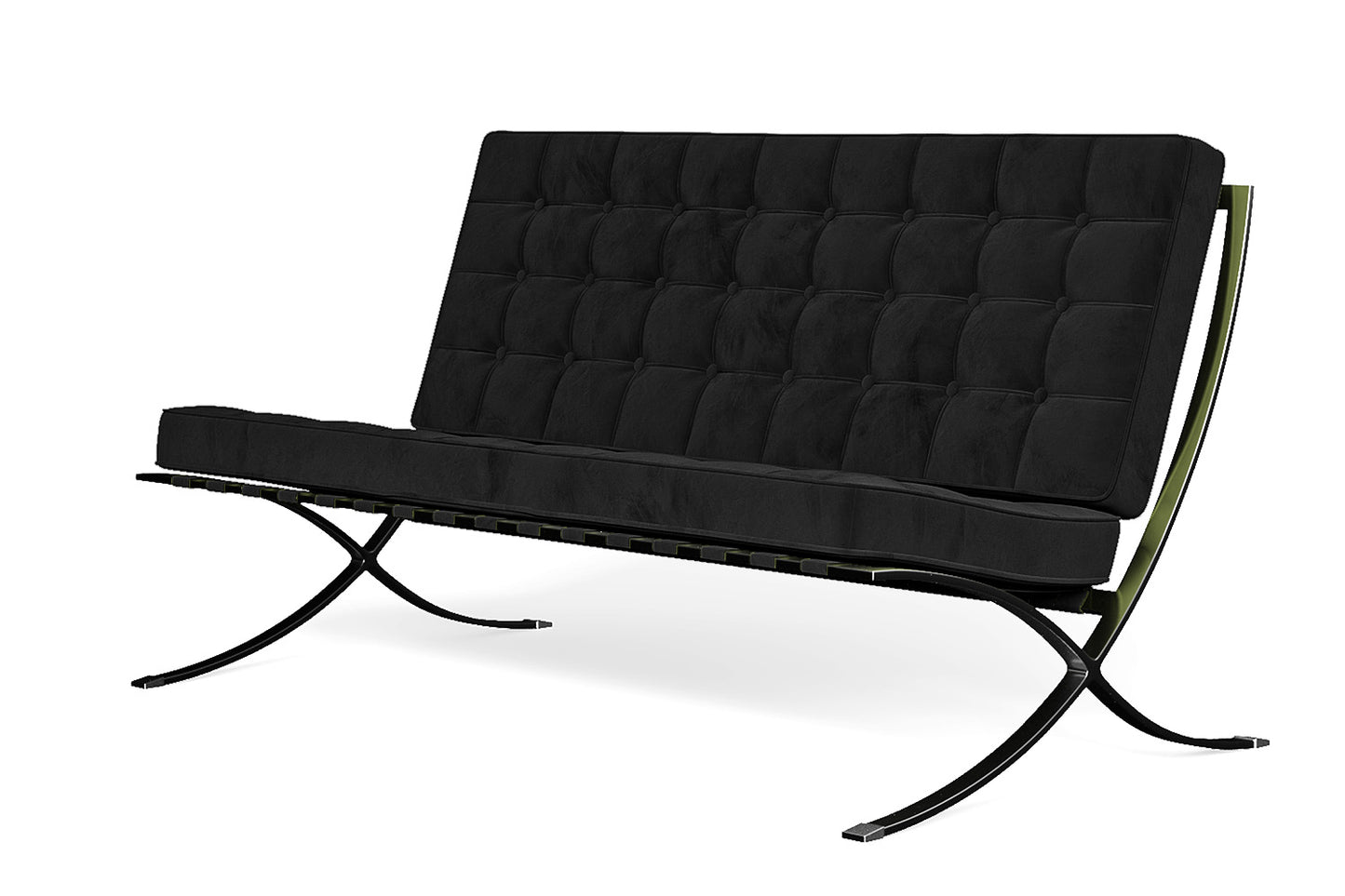 Catania 2 Seater Sofa Black Velvet