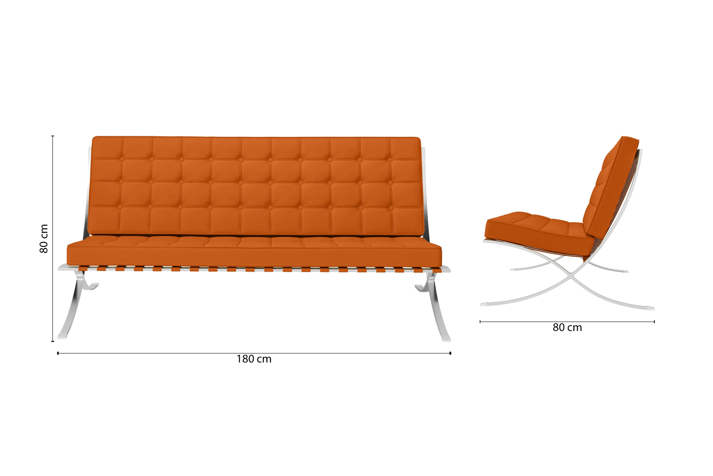 Catania 3 Seater Sofa Orange Leather