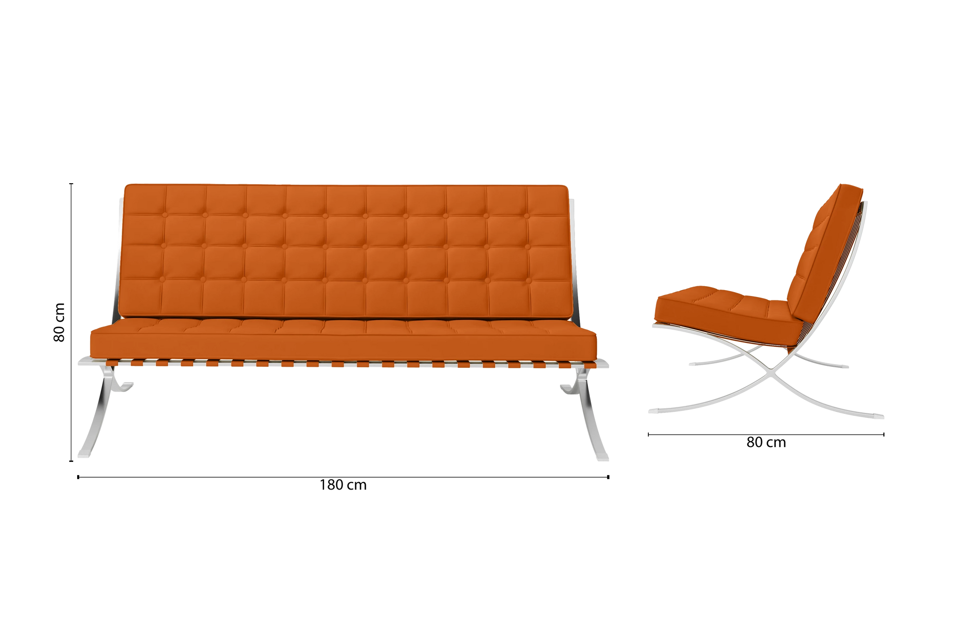 Catania 3 Seater Sofa Orange Leather