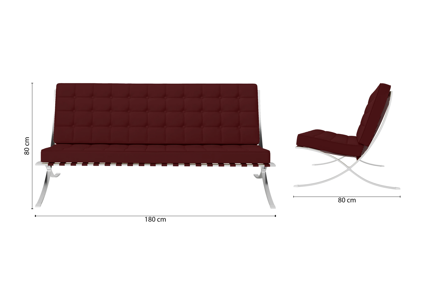 Catania 3 Seater Sofa Red Leather