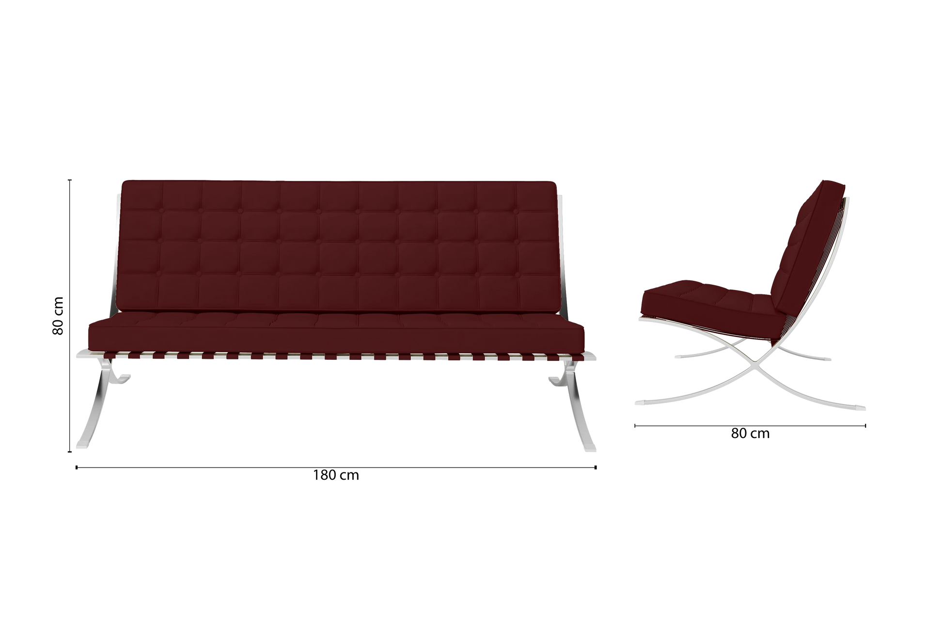 Catania 3 Seater Sofa Red Leather