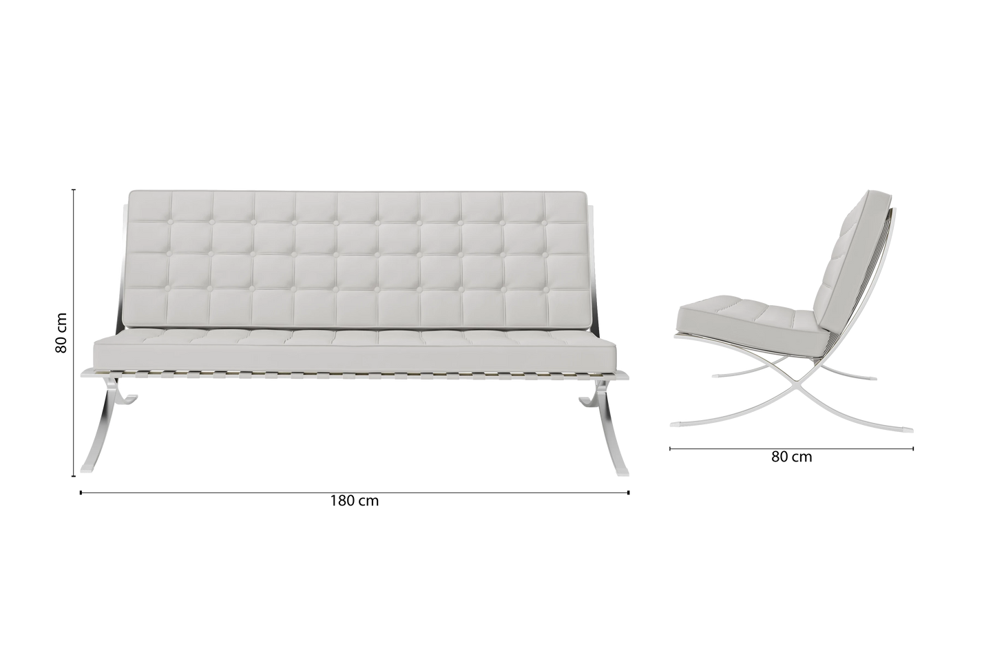 Catania 3 Seater Sofa White Leather